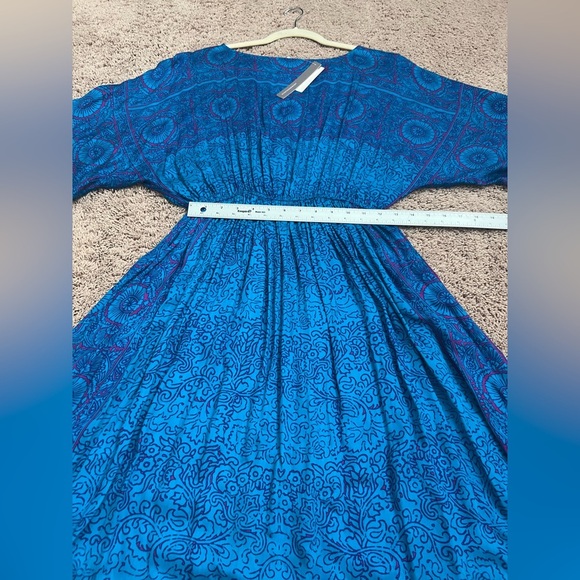 NWT new medium Anthropologie TINY Ann Marie midi dress blue drapey batik - Picture 15 of 15
